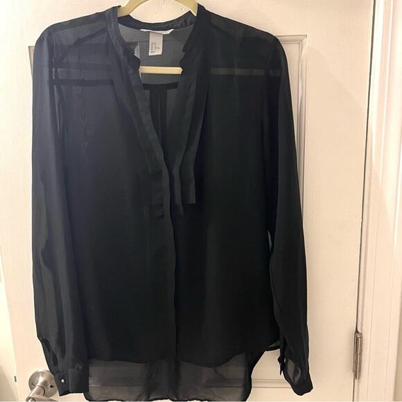 H&M Blouse, Sheer Black, Size 14, Long Sleeve - Picture 1 of 10
